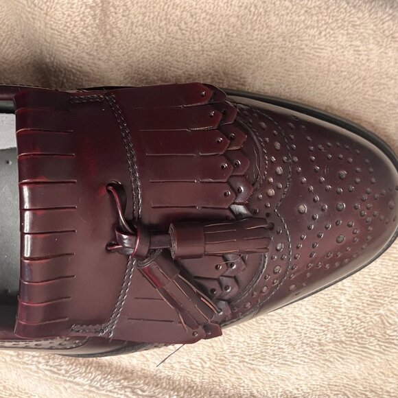 VTG Dexter Burgundy Tassel Loafers 8.5M Wingtip Brogue Leather Dress USA Comfort - Picture 12 of 16